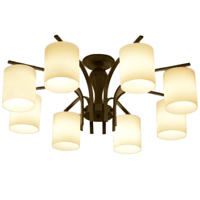 Black Sputnik Semi Flush Mount in traditionele stijl smeedijzeren plafondlicht met glazen schaduw