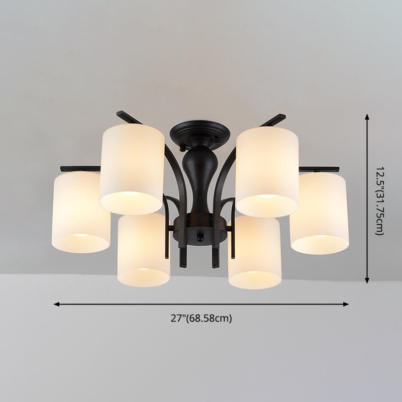 Black Sputnik Semi Flush Mount in traditionele stijl smeedijzeren plafondlicht met glazen schaduw