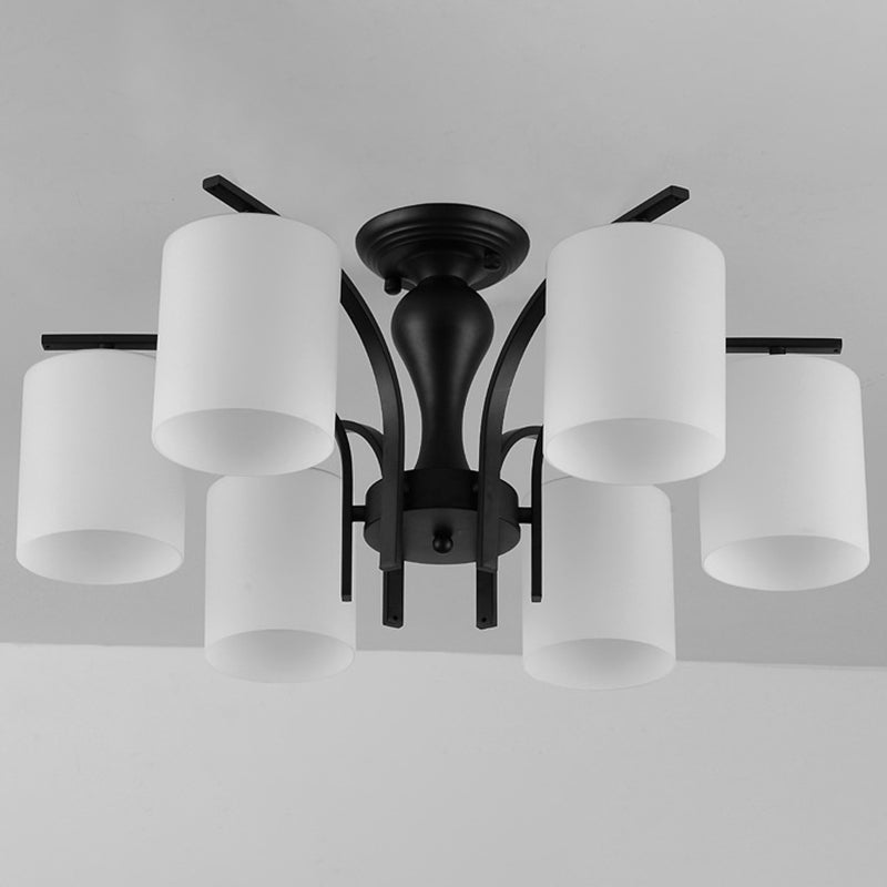 Black Sputnik Semi Flush Mount in traditionele stijl smeedijzeren plafondlicht met glazen schaduw