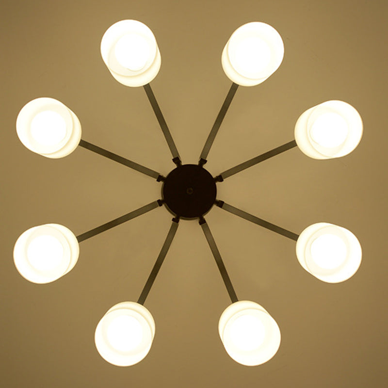 Black Sputnik Semi Flush Mount in traditionele stijl smeedijzeren plafondlicht met glazen schaduw