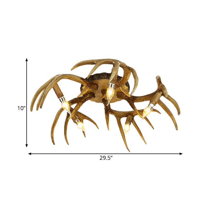 Lucitura semifulta marrone a rulli Forma della corna 5 lampadina tradizionale a sfioramento del soffitto
