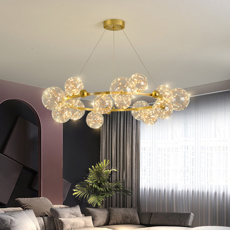 Modern Pendant Chandelier Circular Chandelier Hanging Light Glass Globe Chandelier