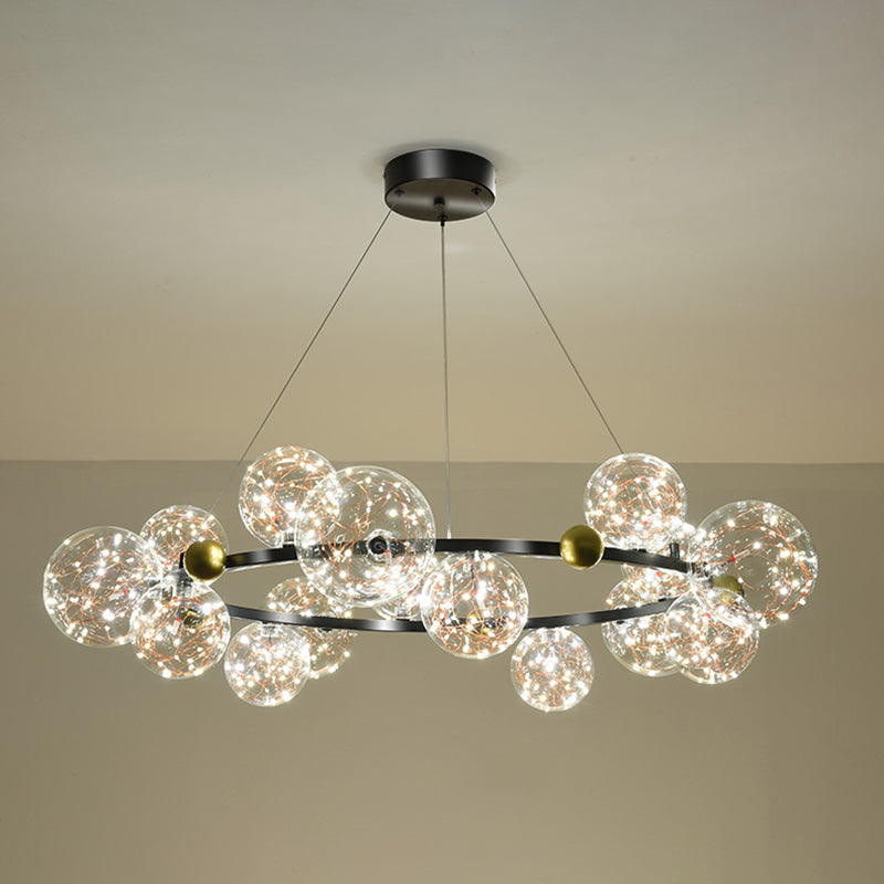 Modern Pendant Chandelier Circular Chandelier Hanging Light Glass Globe Chandelier