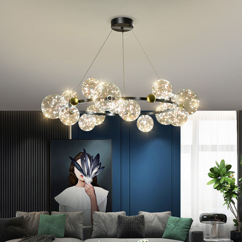 Modern Pendant Chandelier Circular Chandelier Hanging Light Glass Globe Chandelier