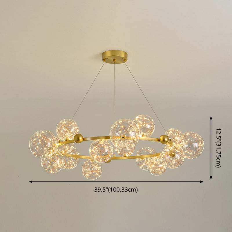 Modern Pendant Chandelier Circular Chandelier Hanging Light Glass Globe Chandelier