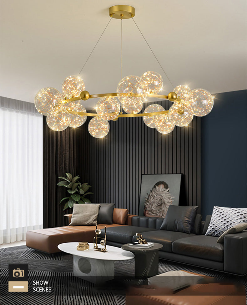 Modern Pendant Chandelier Circular Chandelier Hanging Light Glass Globe Chandelier