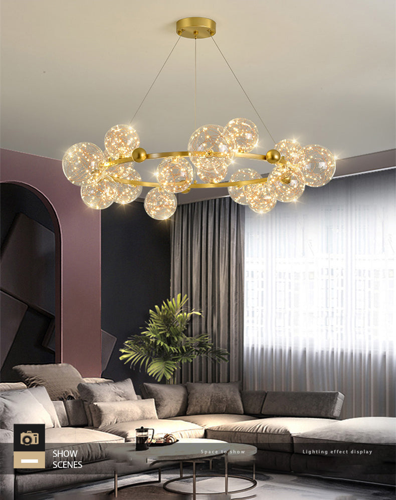 Modern Pendant Chandelier Circular Chandelier Hanging Light Glass Globe Chandelier