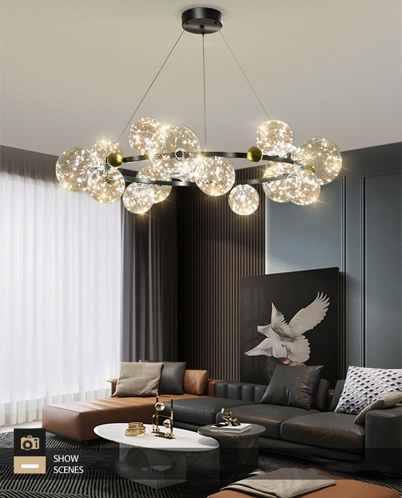 Modern Pendant Chandelier Circular Chandelier Hanging Light Glass Globe Chandelier