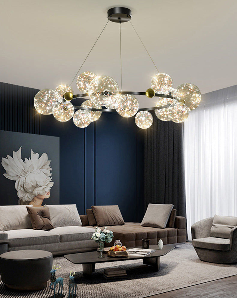 Modern Pendant Chandelier Circular Chandelier Hanging Light Glass Globe Chandelier