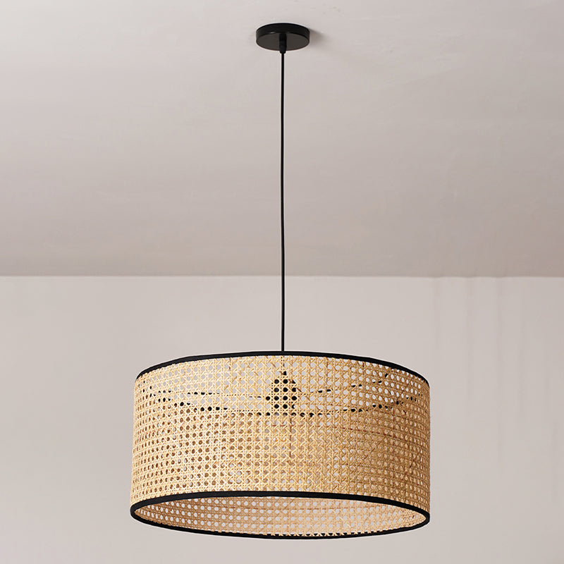 Japanese Bamboo Pendant Light Circle Ceiling Light Fixture for Dining Room