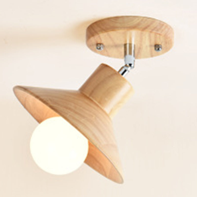 Creatieve houten LED Semi Flush Mount Plafond Light Fixture voor gang veranda