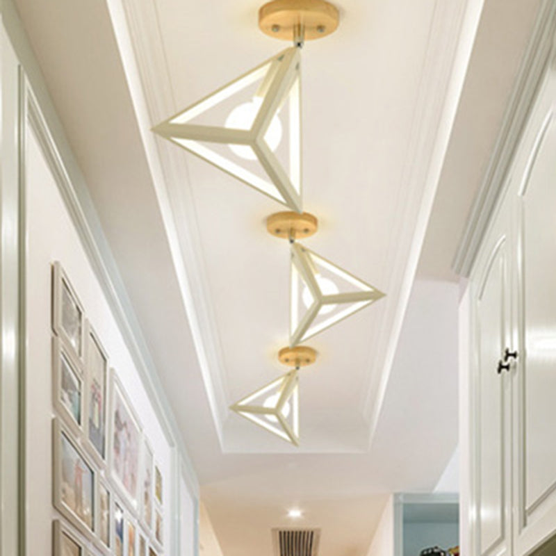 Creative Wooden LED Semi Flush Mount Ceiling Light Fixture for Hallway Porch