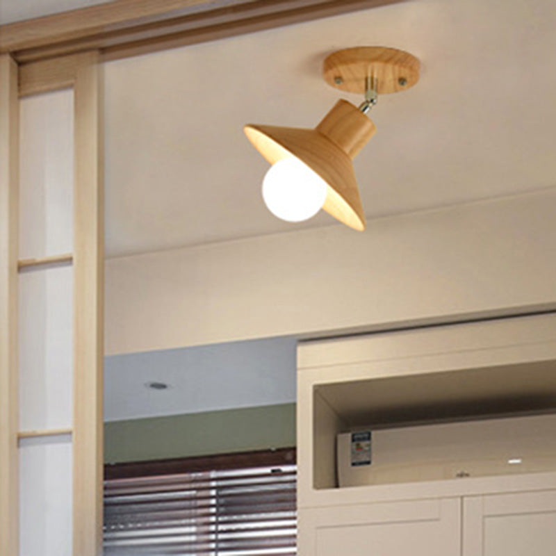 Creatieve houten LED Semi Flush Mount Plafond Light Fixture voor gang veranda