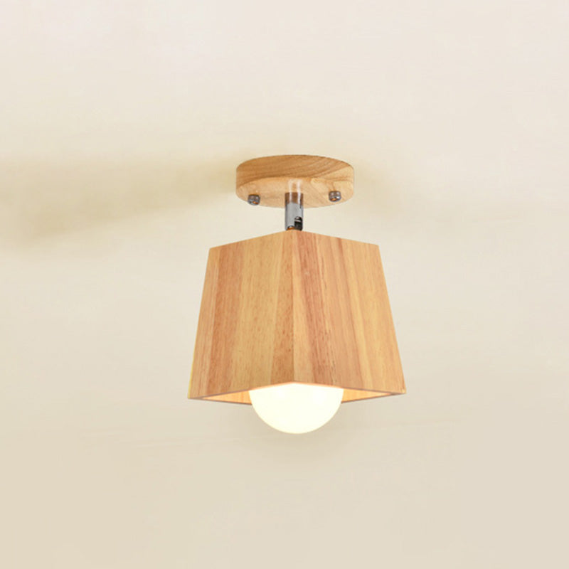 Creative Wooden LED Semi Flush Mount Ceiling Light Fixture for Hallway Porch