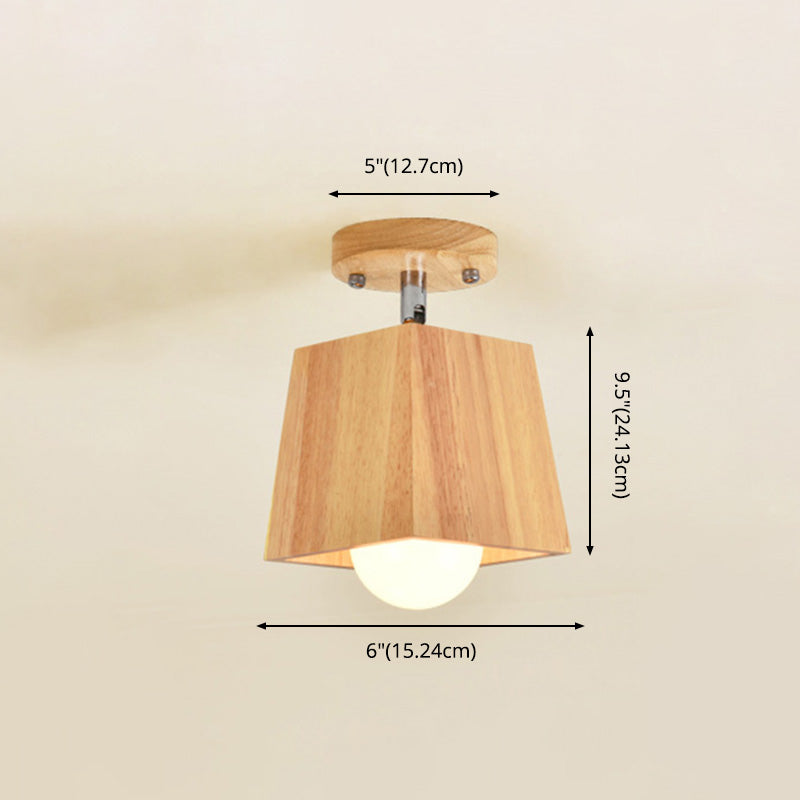 Creative Wooden LED Semi Flush Mount Ceiling Light Fixture for Hallway Porch