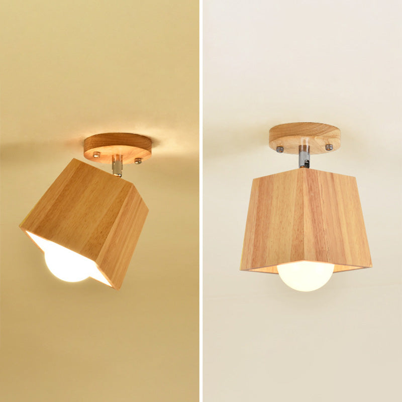 Creative Wooden LED Semi Flush Mount Ceiling Light Fixture for Hallway Porch