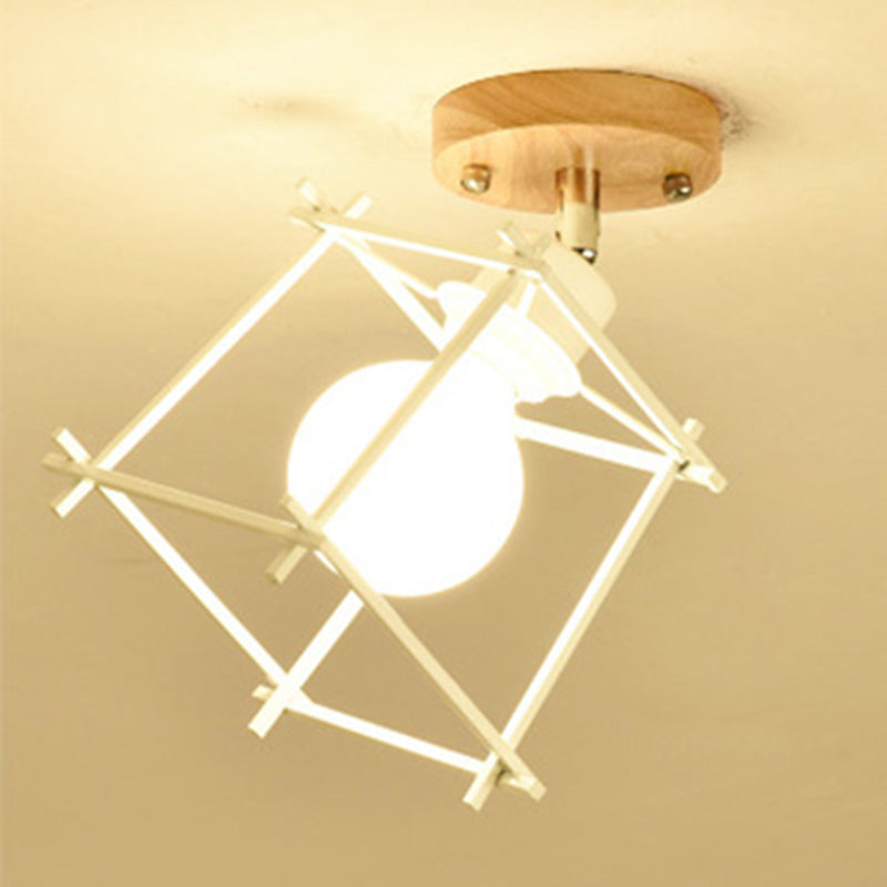 Creative Wooden LED Semi Flush Mount Ceiling Light Fixture for Hallway Porch