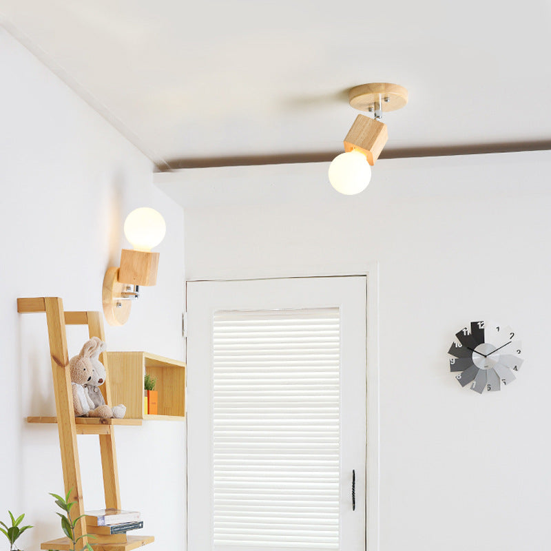 Créatif LED en bois semi-luminaire de plafond pour le porche du couloir pour le couloir