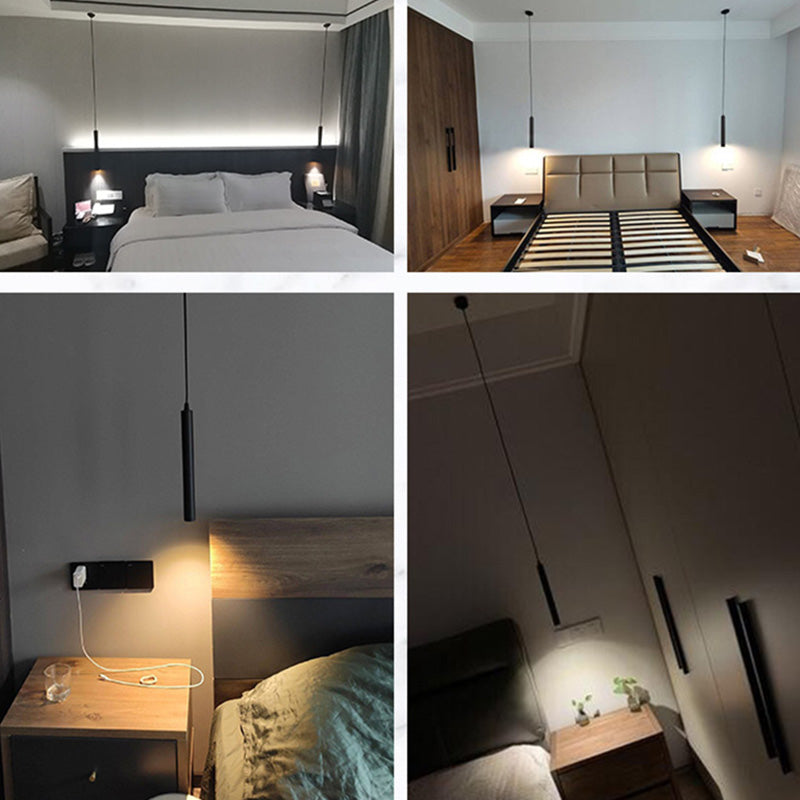 Zwarte lijnvorm één licht hanglamp moderne hangluchting voor slaapkamer