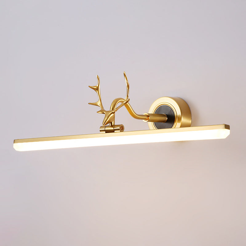 Elongated Vanity Wall Lights Vintage Simplicity Acrylic Wall Sconce with Antlers for Bathroom