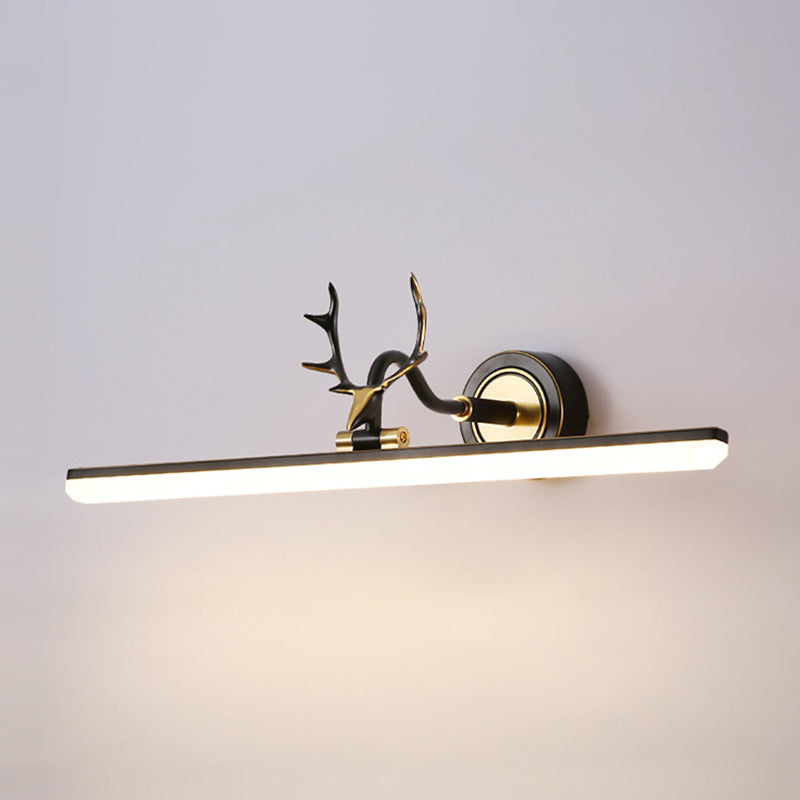 Elongated Vanity Wall Lights Vintage Simplicity Acrylic Wall Sconce with Antlers for Bathroom