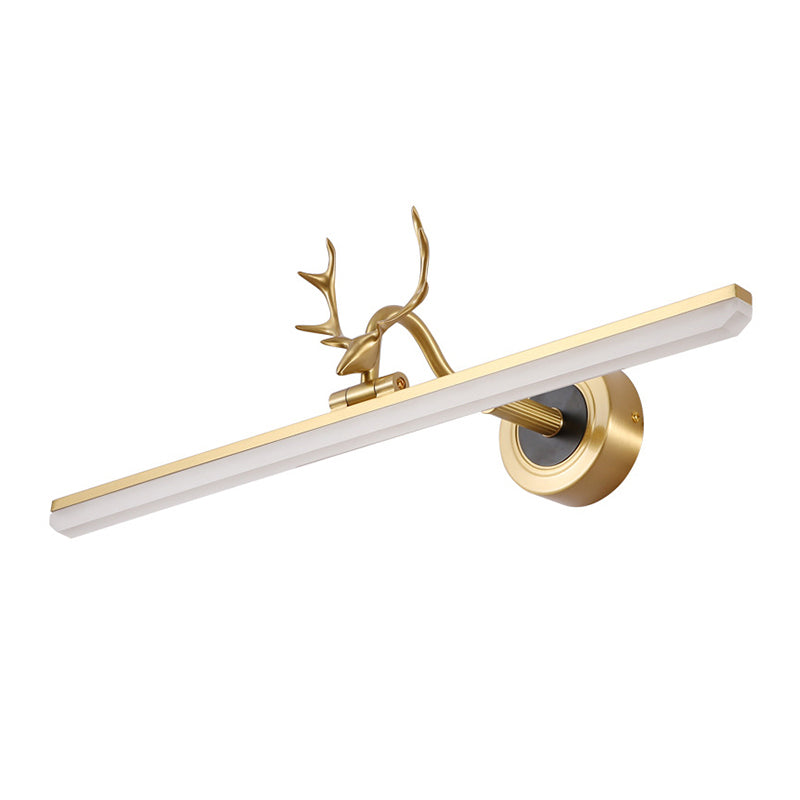 Elongated Vanity Wall Lights Vintage Simplicity Acrylic Wall Sconce with Antlers for Bathroom