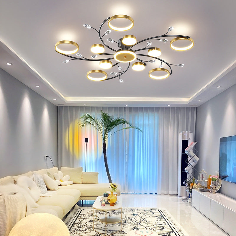 Black Modern Flush Mount LED Metal Ceiling Mounted Light for Living Room