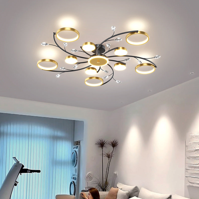 Black Modern Flush Mount LED Metal Ceiling Mounted Light for Living Room