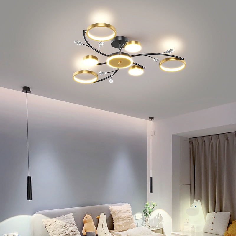 Black Modern Flush Mount LED Metal Ceiling Mounted Light for Living Room