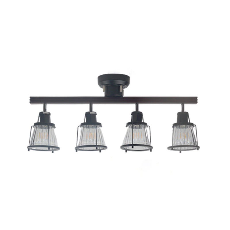 4-Light Wood Tracking Light Modern Ceiling Mounted Fixture for Dining Room