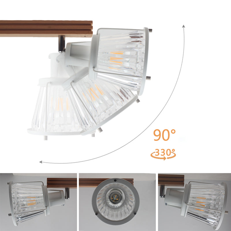 4-Light Wood Tracking Light Modern Ceiling Mounted Fixture for Dining Room