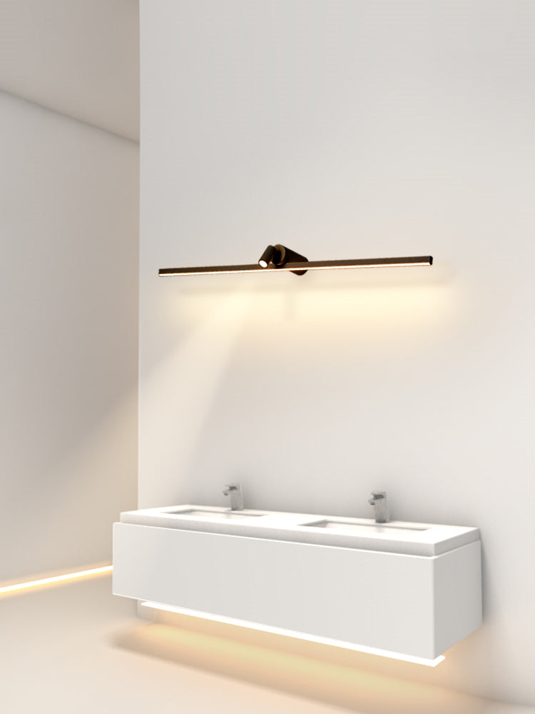 Iluminación de pared de espejo de sombra lineal estilo moderno metal 2 luces lámpara de aplastamiento