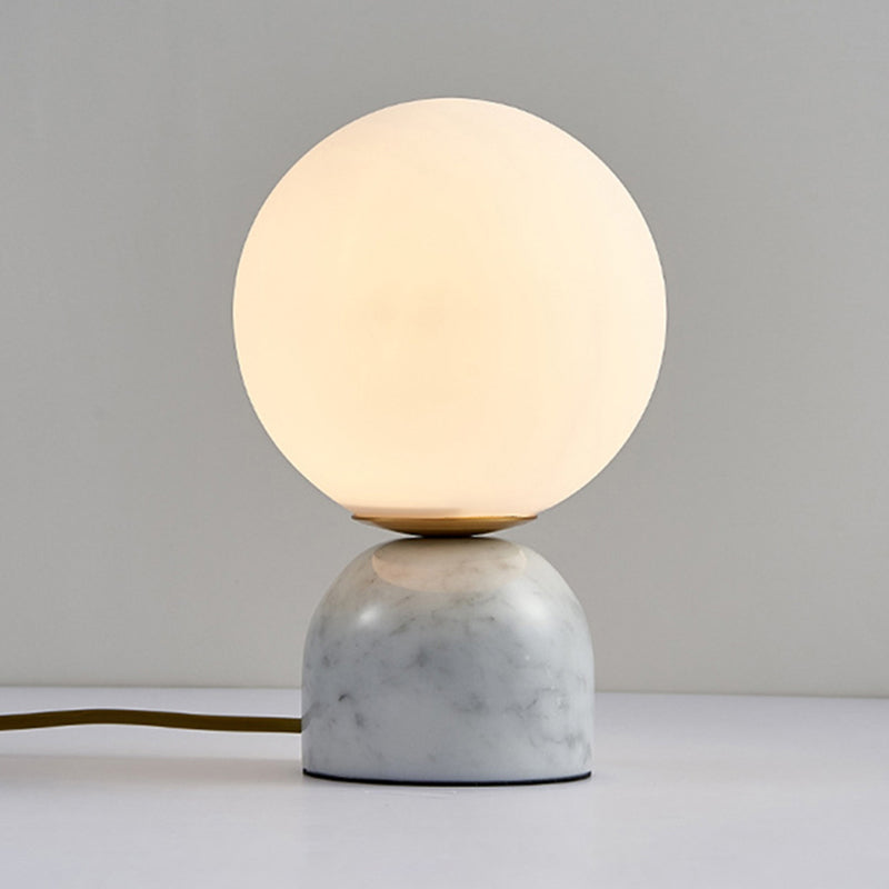 Glass Globe Table Lamp in Modern Artistic Style Marble Single Table Light for Bedroom