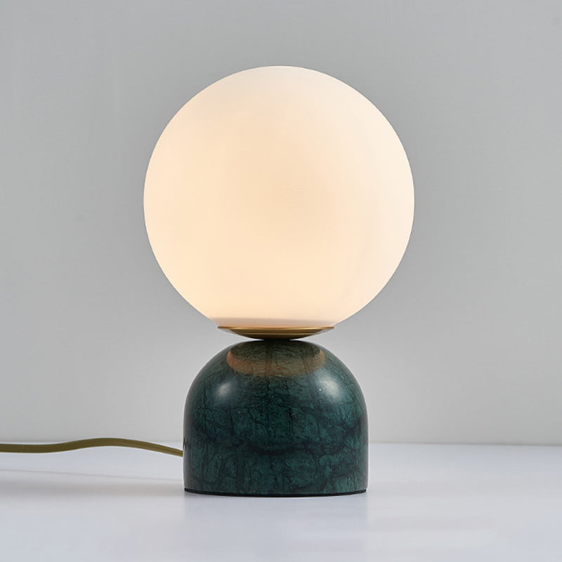 Glass Globe Table Lamp in Modern Artistic Style Marble Single Table Light for Bedroom