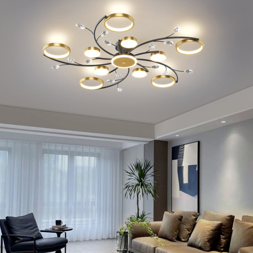 Black Modern Flush Mount LED Metal Ceiling Mounted Light for Living Room