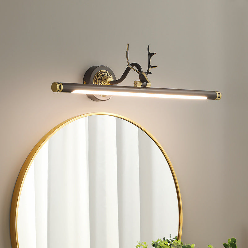 Linear Vanity Wall Lights Traditional Acrylic Wall Sconce with Antlers for Bathroom