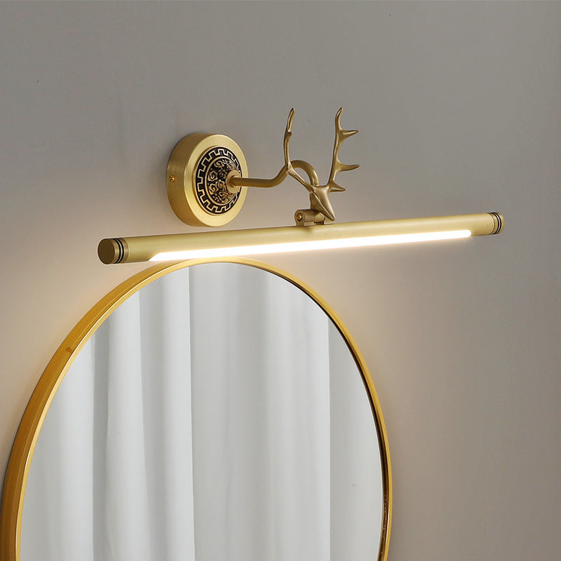 Linear Vanity Wall Lights Traditional Acrylic Wall Sconce with Antlers for Bathroom