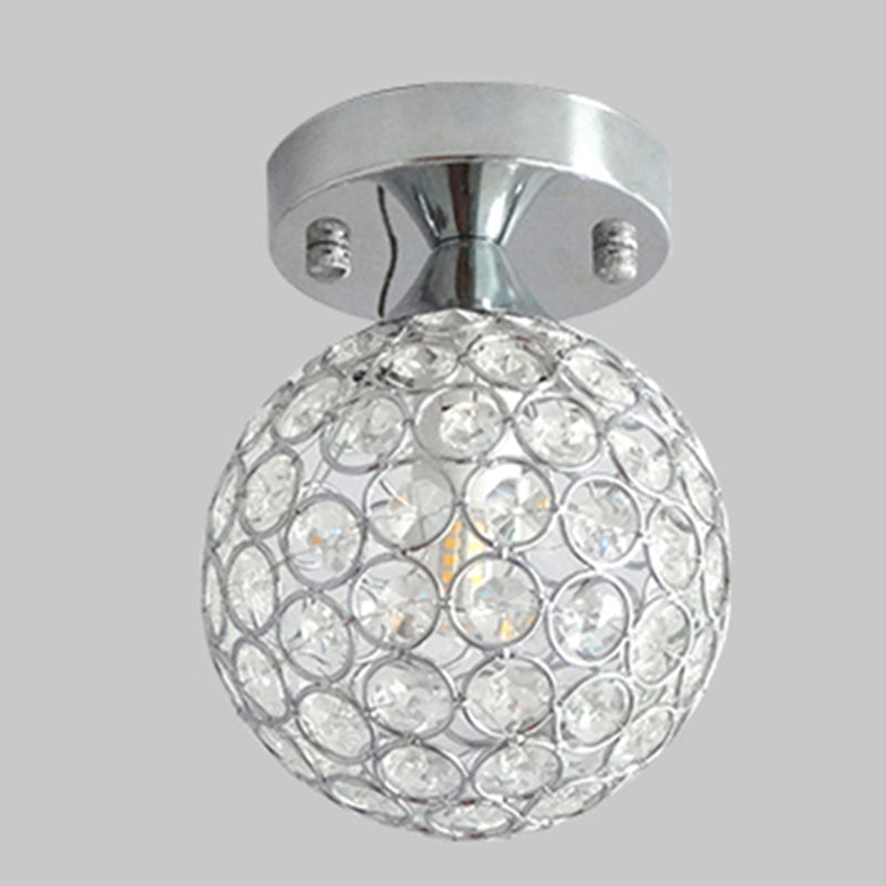 Simplicity Spherical Ceiling Mounted Lamp Crystal 1-Light Hallway Flush Light