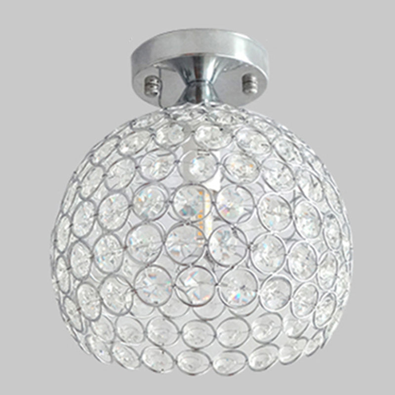 Simplicity Spherical Ceiling Mounted Lamp Crystal 1-Light Hallway Flush Light