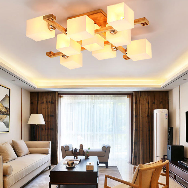 Modern Style Wooden LED Close to Ceiling Light for Bedroom Living Room