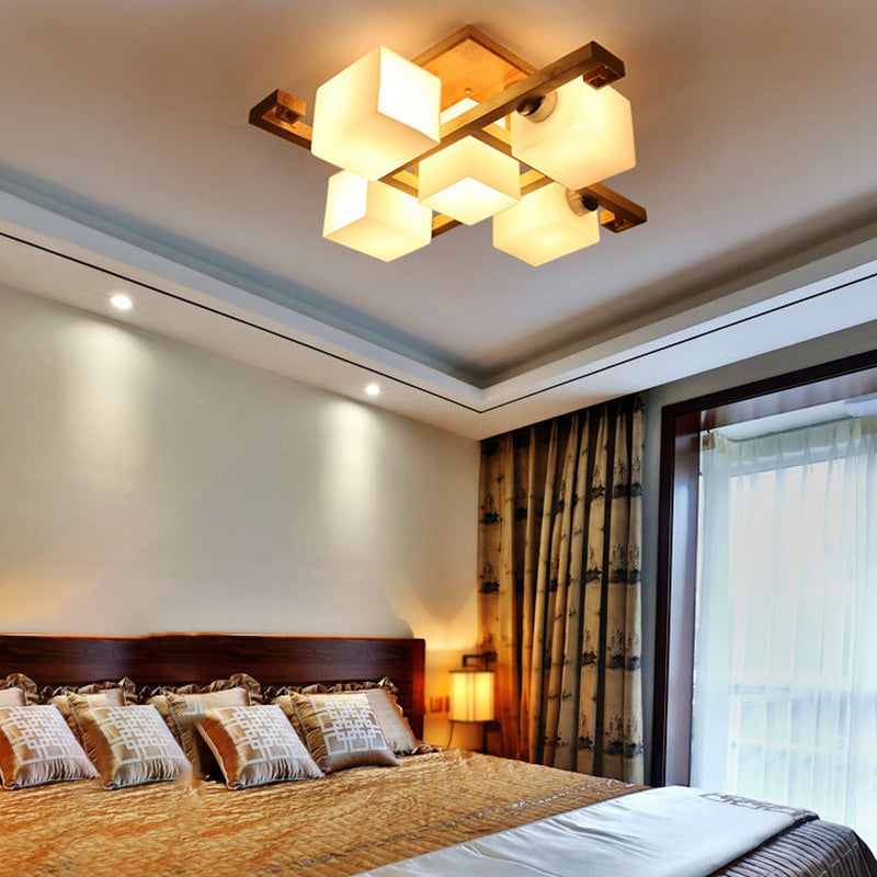 Modern Style Wooden LED Close to Ceiling Light for Bedroom Living Room