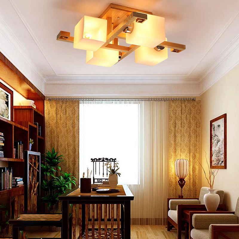 Modern Style Wooden LED Close to Ceiling Light for Bedroom Living Room