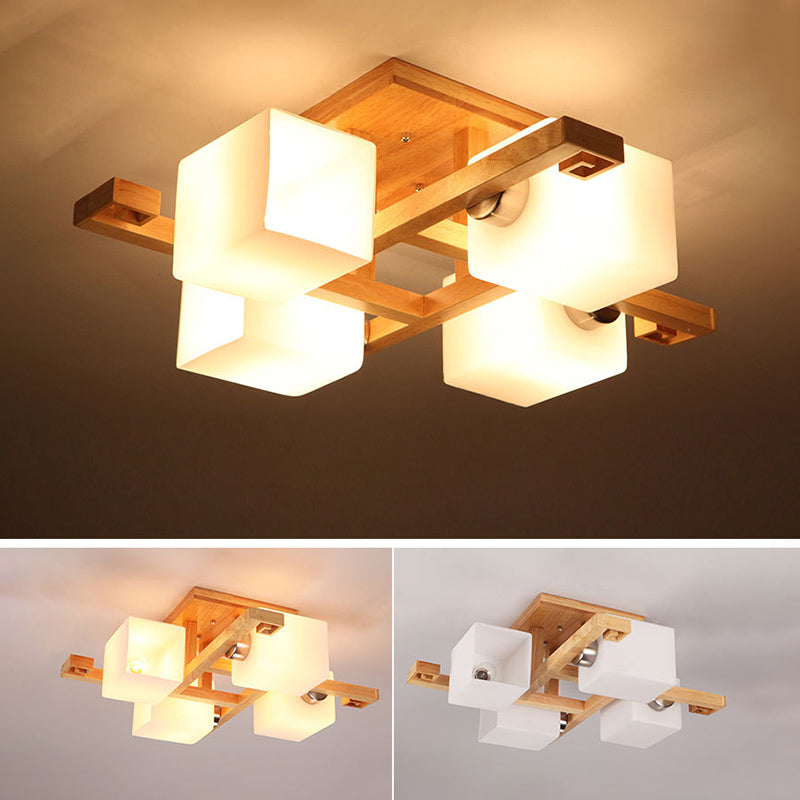 Modern Style Wooden LED Close to Ceiling Light for Bedroom Living Room