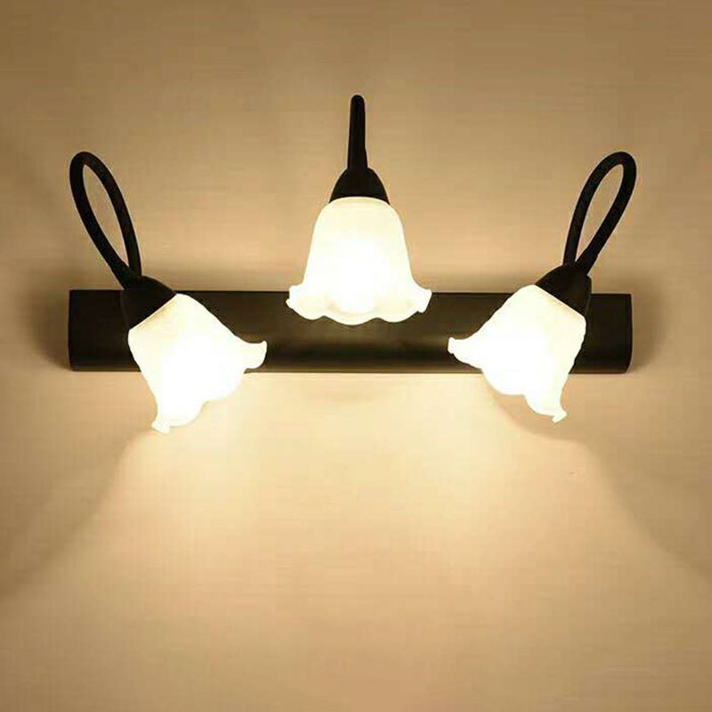 Traditional Simplicity Flower Vanity Sconce Lights Milk Glass Wall Mount Light Fixture