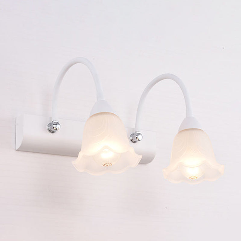 Traditional Simplicity Flower Vanity Sconce Lights Milk Glass Wall Mount Light Fixture