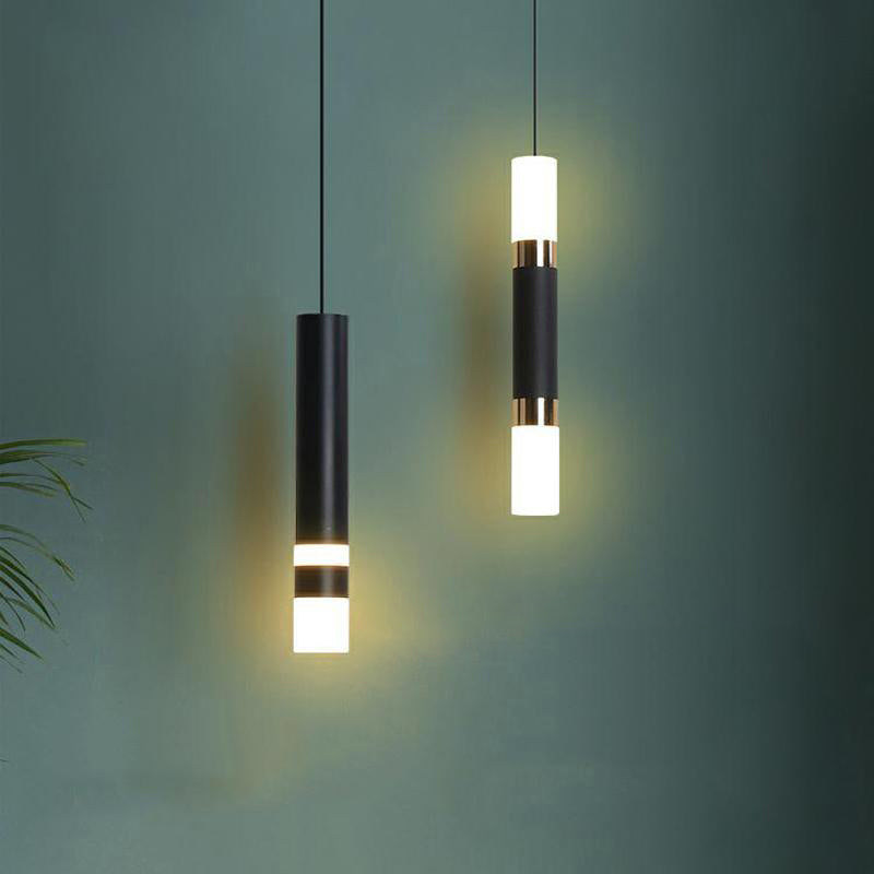 Cylindrical Metal Hanging Pendant Light Modern LED Pendant Light Fixtu