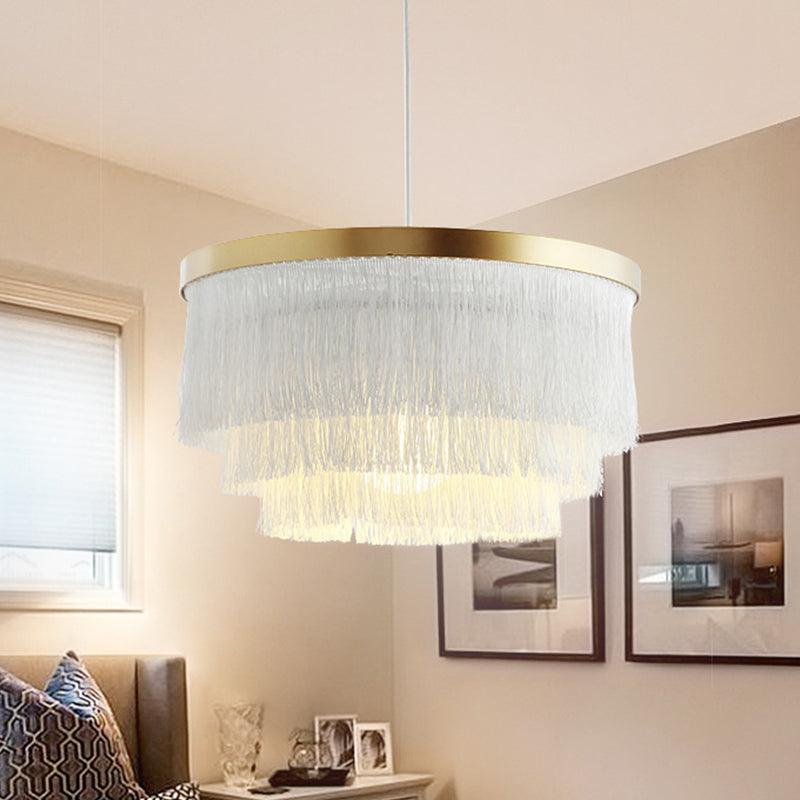1 lampada a ciondolo a 3 strati lampada in tessuto moderno in tessuto sospeso di illuminazione in grigio/bianco/blu per camera da letto