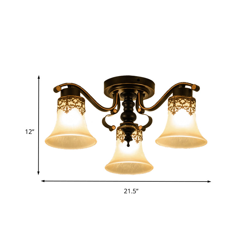 Black Bell Semi Flush Mount Classic Grosted Verre 3/6/8 LUMIÈRES LIGNE SALON PLADIER LECHETURE