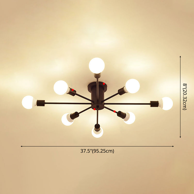 Bulbo desnudo de la luz del techo de Sputnik en el estilo industrial del estilo retro de hierro forjado Semi Flush Monte