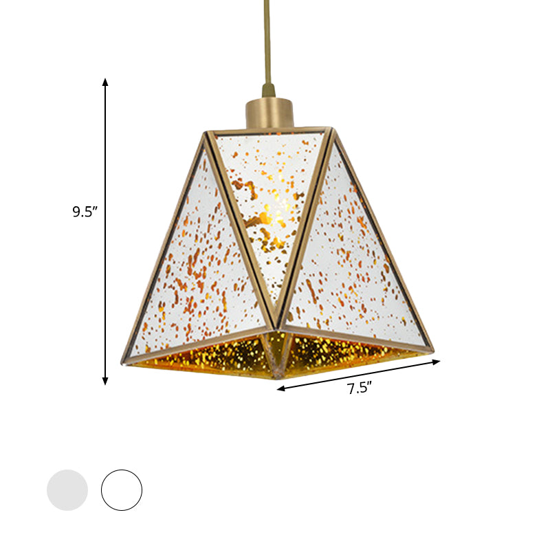 Triangle Hanging Lamp Traditional Silver/Clear Glass 1 Bulb Hanging Lamp for Living Room